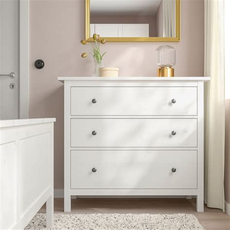 HEMNES Cassettiera con 3 cassetti, mordente bianco, 108x96 cm.